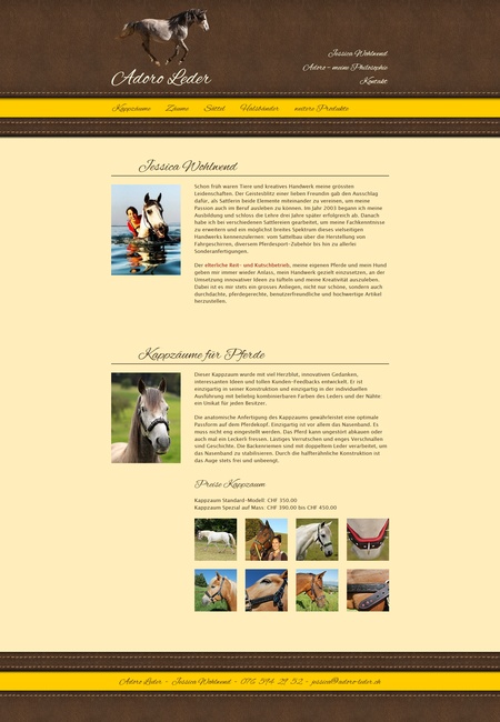 Screenshot der Webseite Adoro Leder