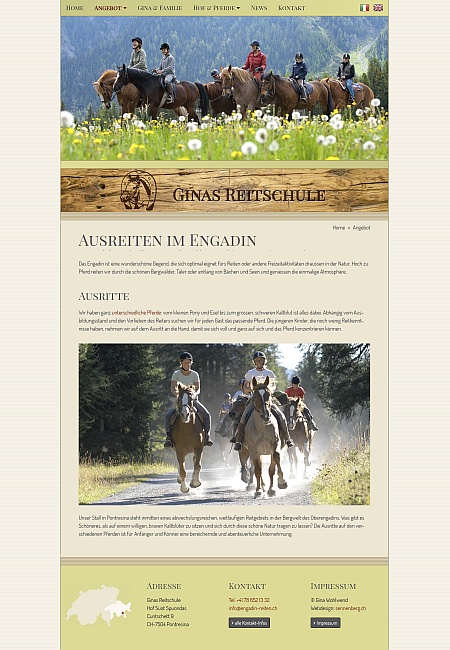 Screenshot der Webseite engadin-reiten.ch