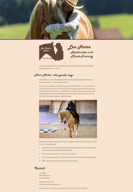 Screenshot der Webseite von Lea Hatze