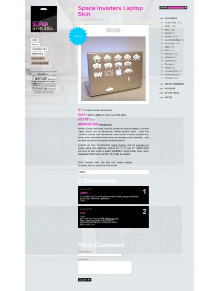 Screenshot des Blogs superstrudel.com