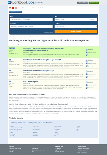Screenshot des Web-Portals workpool.jobs