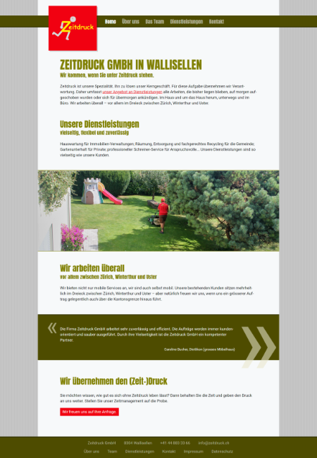 Screenshot der Webseite der Zeitdruck GmbH