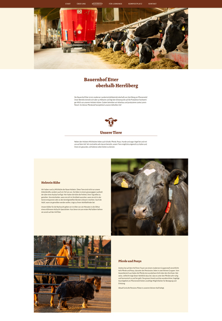Screenshot der Webseite vom Hof Etter