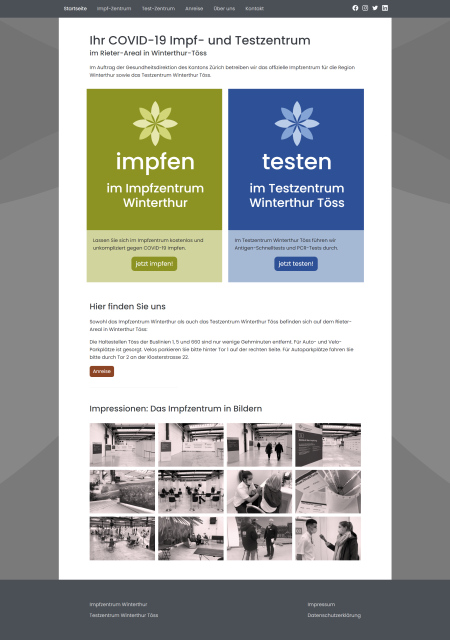 Screenshot der Webseite impfzentrumwinterthur.ch