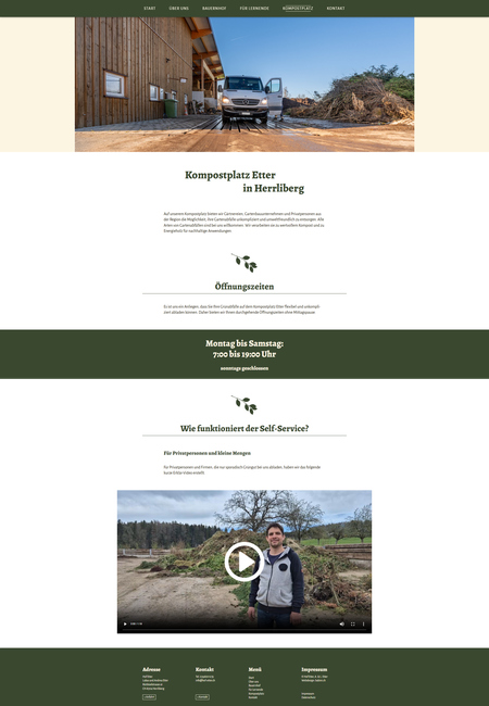 Screenshot der Webseite vom Kompostplatz Etter