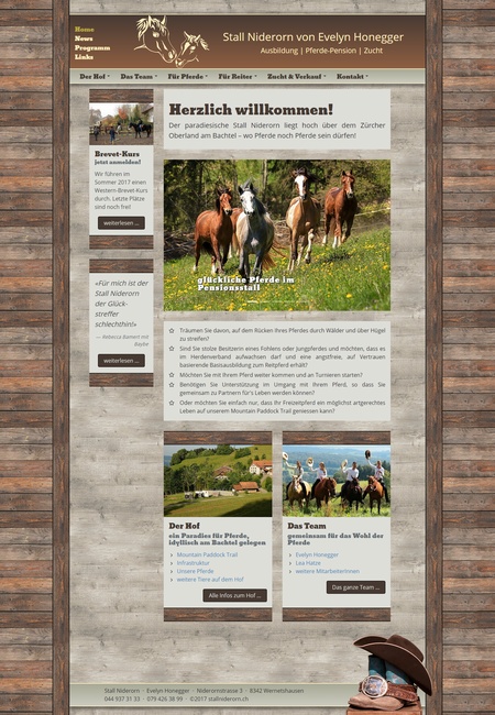 Screenshot der Webseite Stall Niderorn